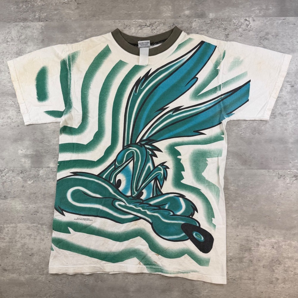 Vintage 1997 Wile E Coyote All Over Print Shirt Looney Tunes Sun Sportswear XL